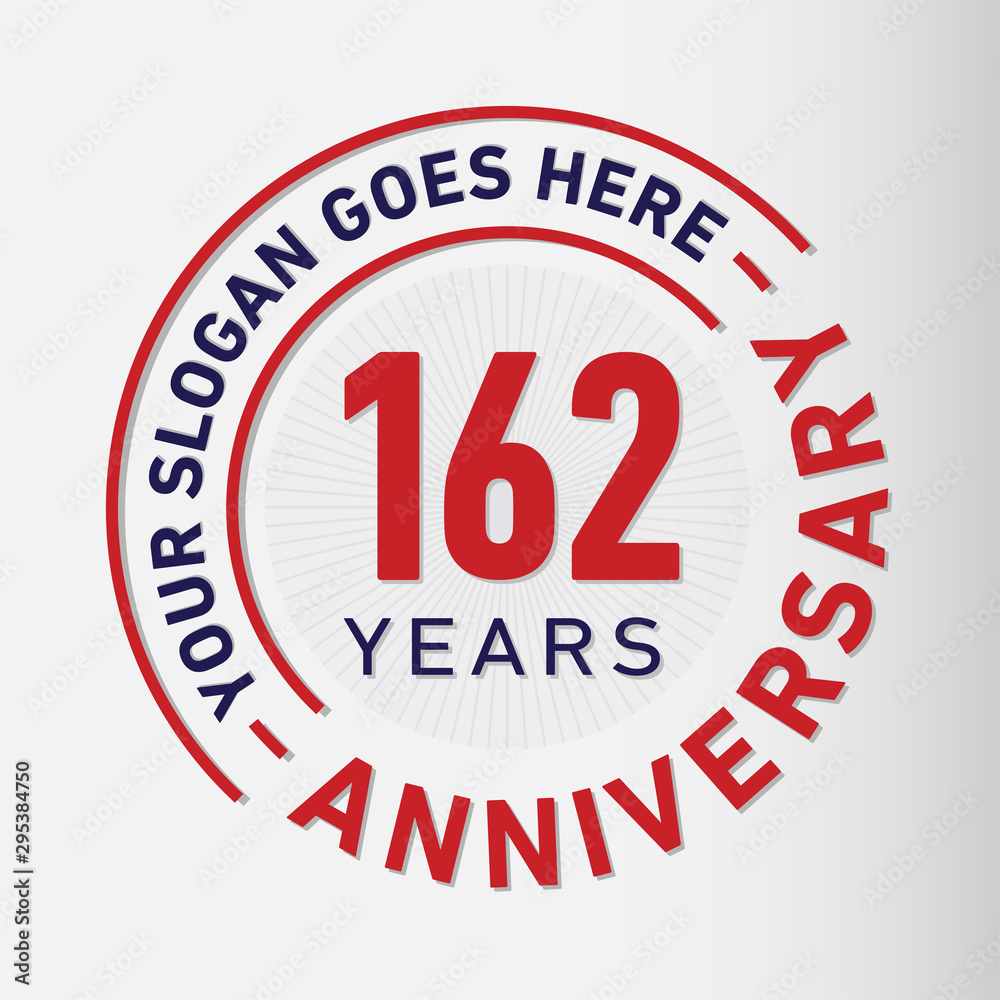 162 years anniversary logo template. One hundred and sixty-two years celebrating logotype. Vector and illustration.