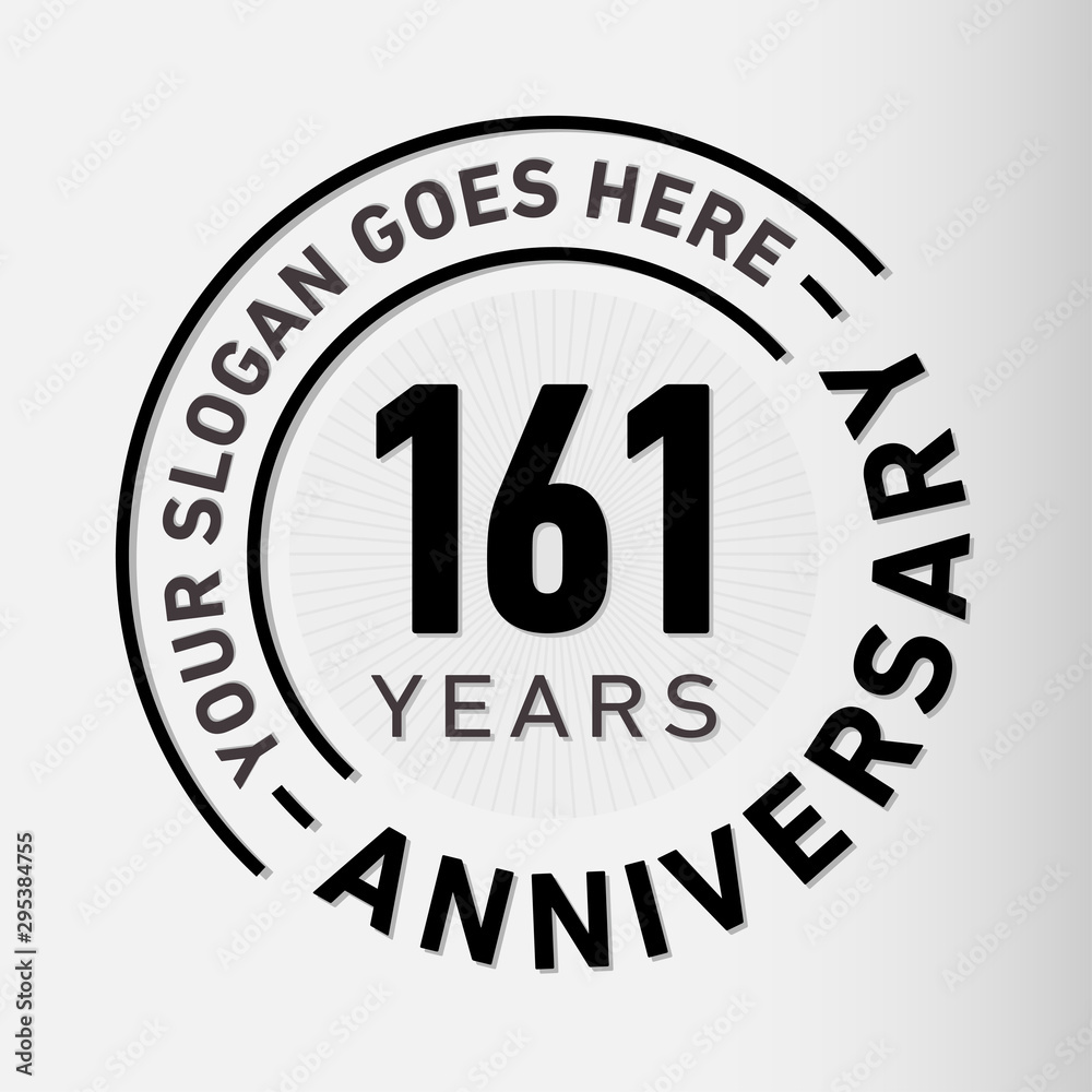 161 years anniversary logo template. One hundred and sixty-one years celebrating logotype. Vector and illustration.