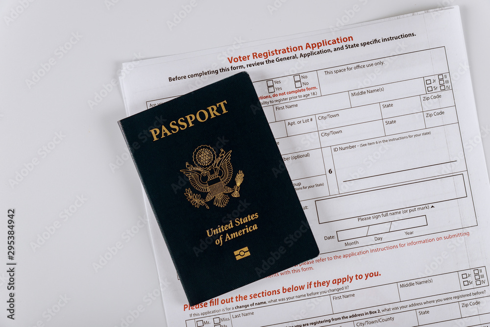 A United States voter registration application with United States Passports A United States voter registration application with United States Passports