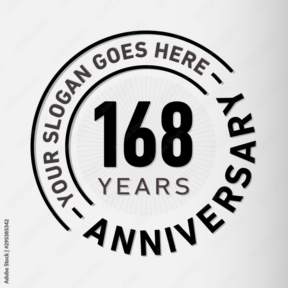 168 years anniversary logo template. One hundred and sixty-eight years celebrating logotype. Vector and illustration. 168 years anniversary logo template. One hundred and sixty-eight years celebrating logotype. Vector and illustration.