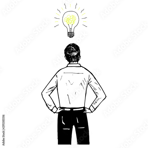 Man thinking. Businessman looking thoughtful. Problem solving