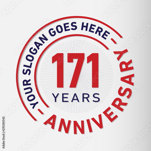 171 years anniversary logo template. One hundred and seventy-one years celebrating logotype. Vector and illustration.