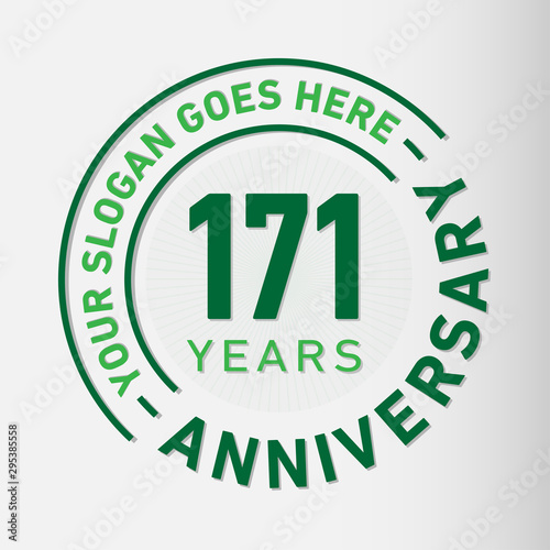 171 years anniversary logo template. One hundred and seventy-one years celebrating logotype. Vector and illustration.