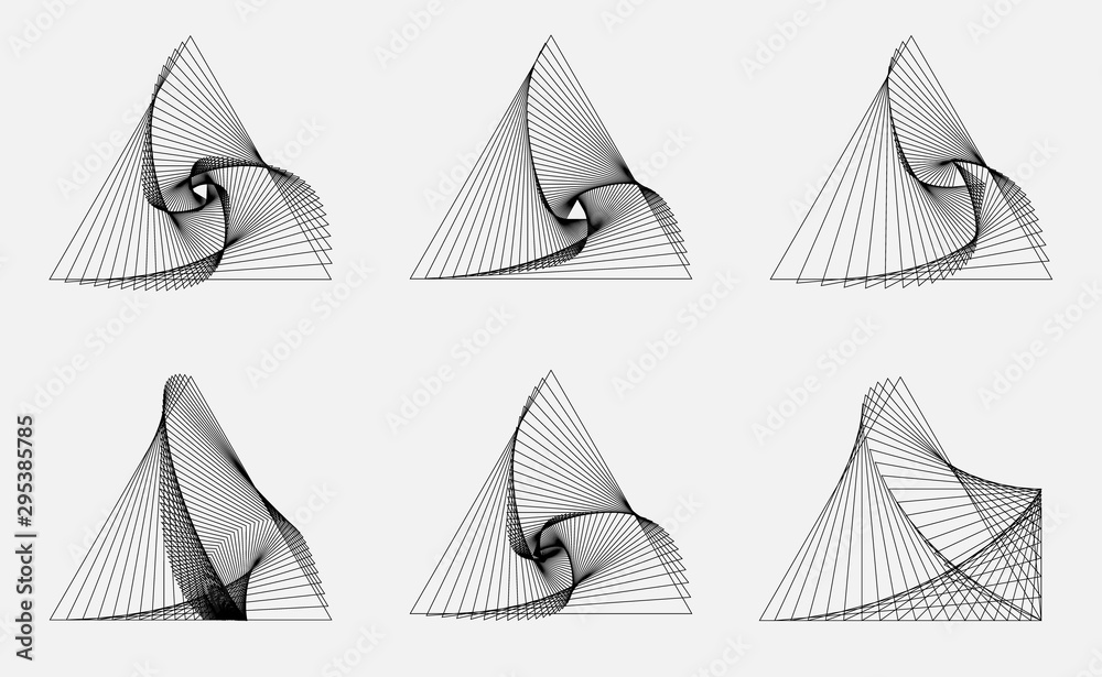 Set of modern geometric line art background. triangles shapes