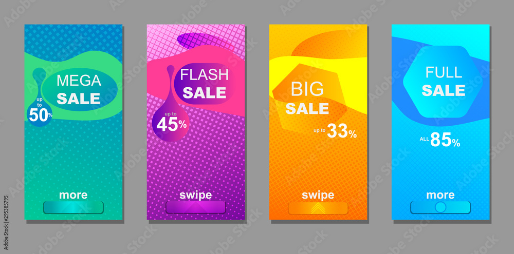 Set of flash sale banners with modern mobile concept. Special offer and sale banner discount template design with text.