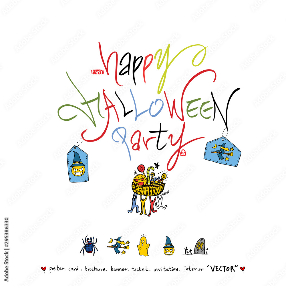 Fototapeta premium 할로윈 포스터 / 손으로 그린 할로윈 그림