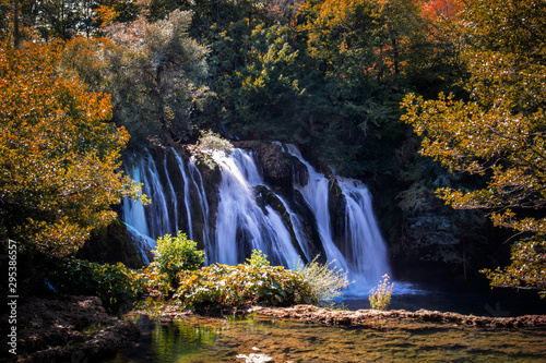 waterfall on Una river in village Martin Brod in Bosnia and Herzegovina