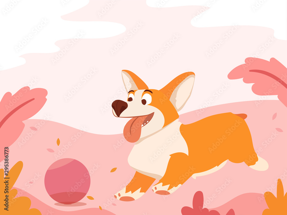 Funny little corgi walking in park. Funny little corgi walking in park.
