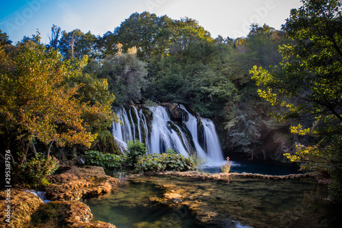 waterfall on Una river in village Martin Brod in Bosnia and Herzegovina