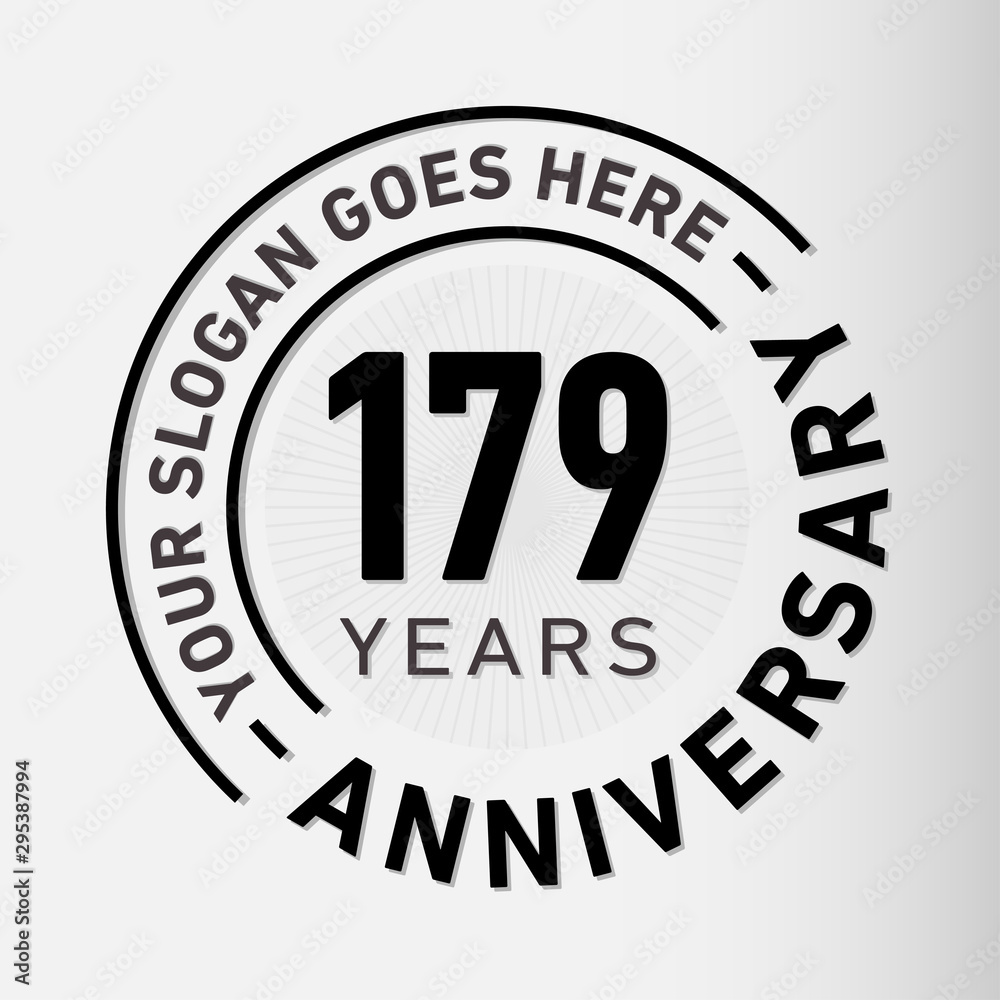 179 years anniversary logo template. One hundred and seventy-nine years celebrating logotype. Vector and illustration.
