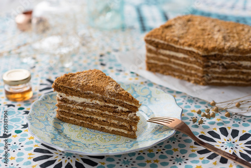 Homemade Russian Honey Layered Cake, Medovik