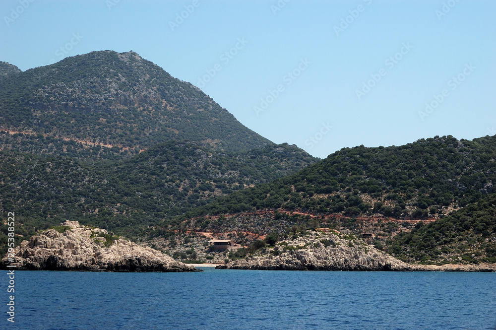 Two islands hiding a bay near Kaş, Turkey