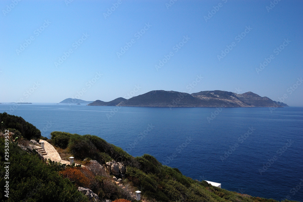A view to the Greek Castellorizo island from the Turkish shores in Kas A view to the Greek Castellorizo island from the Turkish shores in Kas