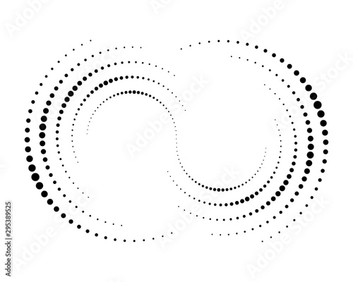 Halftone round as icon or background. Black abstract vector circle frame with dots as logo or emblem.