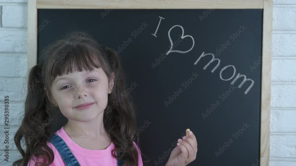 A child confesses to her mother love. The little girl confesses her love to her mother. A child confesses to her mother love. The little girl confesses her love to her mother.