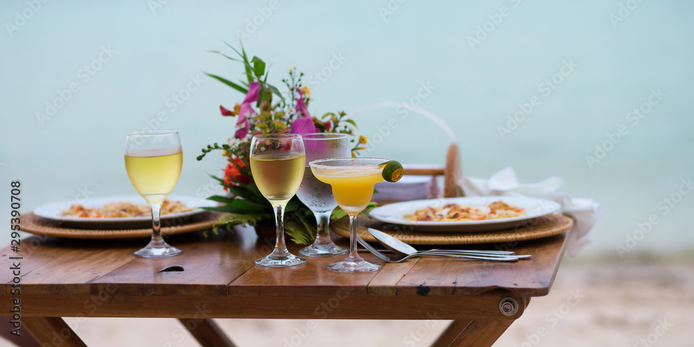 Romantic dinner for two with margarita cocktail