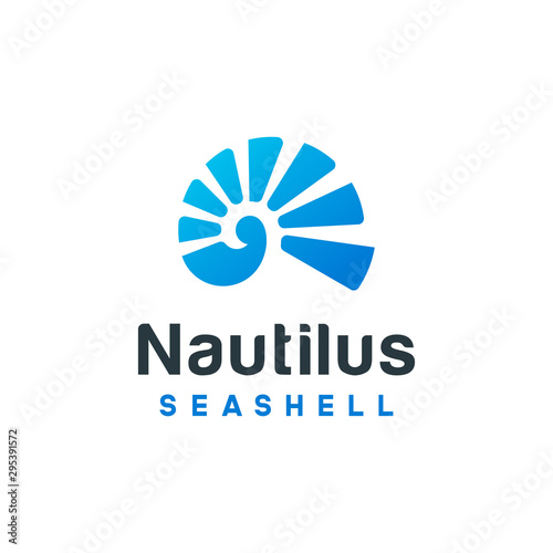 Modern Seashell Nautilus logo or Ammonites logo design template vector