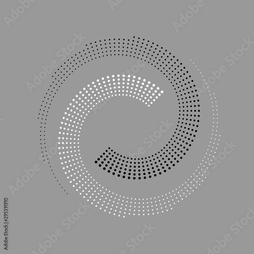 Abstract dotted vector background. Halftone effect. Spiral dotted background or icon. Yin and yang style