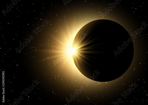 Space sky background with solar eclipse