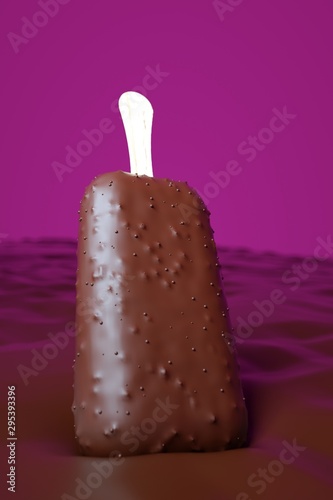 icecreme with chocolate sticky in floating choco photo