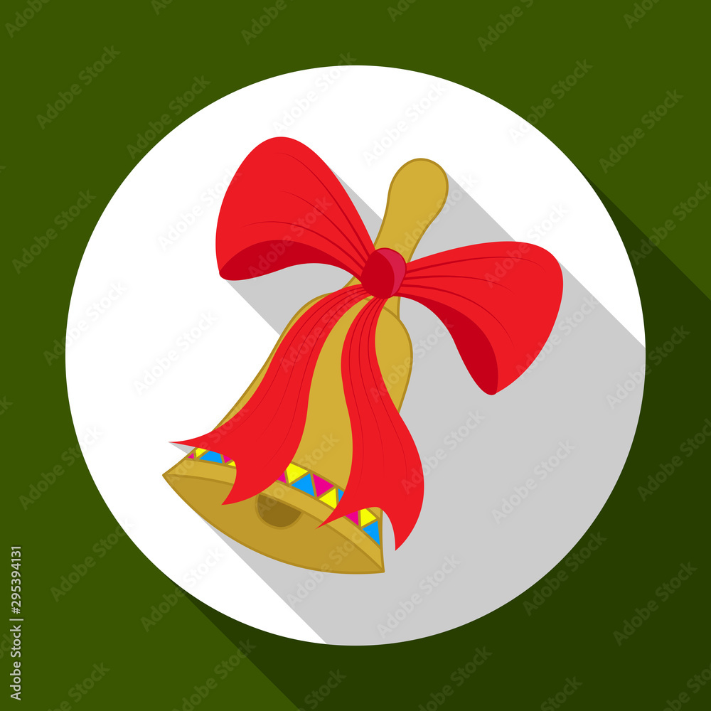 Christmas bell icon on green background with long shadow. Vector illustration for Christmas and New Year greeting card. Flat design style. EPS10. Christmas bell icon on green background with long shadow. Vector illustration for Christmas and New Year greeting card. Flat design style. EPS10.