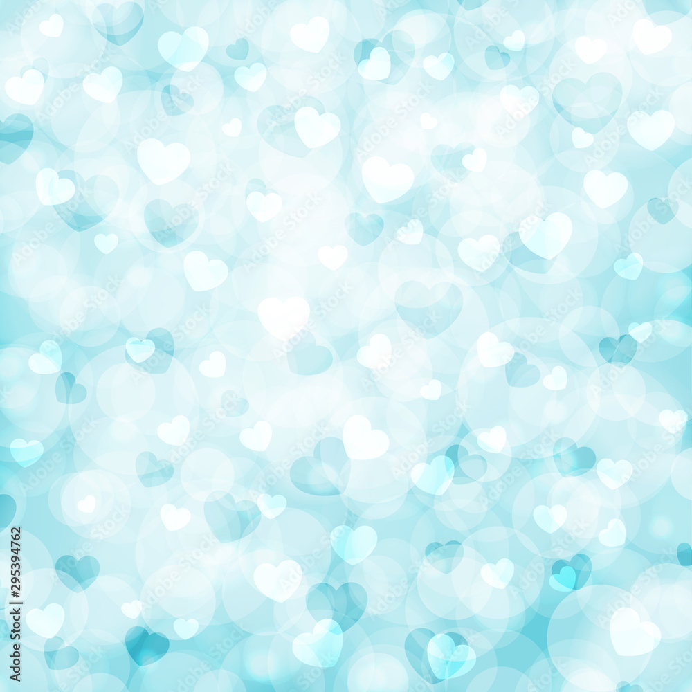 Abstract beautiful blurred bokeh background with white and blue hearts on a blue background. Vector illustration for Valentine s . EPS10. Abstract beautiful blurred bokeh background with white and blue hearts on a blue background. Vector illustration for Valentine s . EPS10.