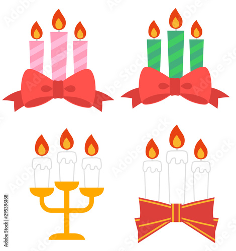 蝋燭とリボンと燭台