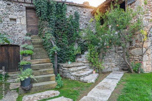 Fototapeta Naklejka Na Ścianę i Meble -  traditional house with stairs in a garden