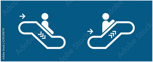 escalator information icon set. isolated on background. navigation up and down escalator with humans/passenger simple symbol for logo, web, app, UI.