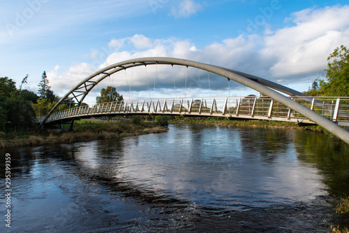 River Nith and Kirkpatrick Macmillan Pedestrian Bridge in Dumfries in Scotland. The River Nith is a river in south-west Scotland. © Kristin Greenwood