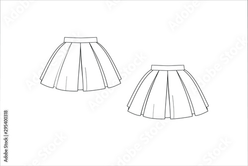 shion illustration. Women fashion skirt. Technical drawing vector
