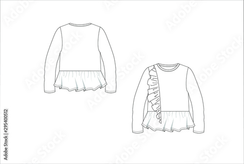 Women top,t-shirt, blouse with braided details in vector set