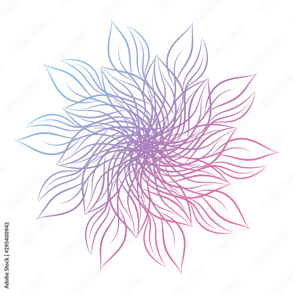 Mandala. Round floral ornamental design element isolated on white background. Outline vector illustration for invitation, greeting cards, print on T-shirt and other items.