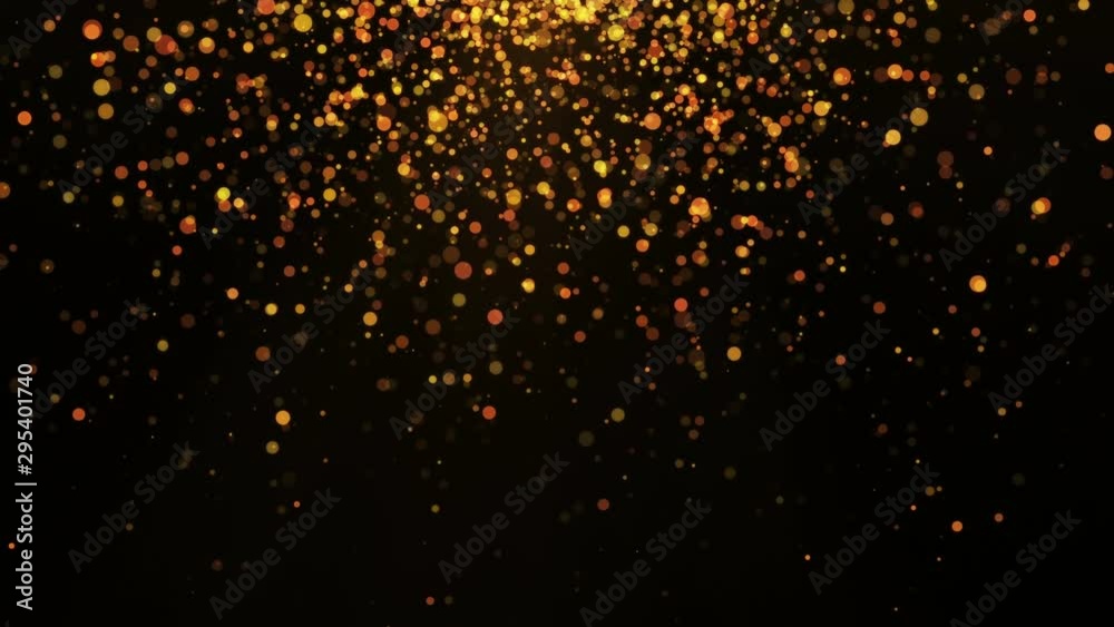 Abstract gold bokeh background. Motion round glitter particles. Christmas footage.