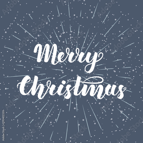 Merry Christmas. Handwritten lettering on dark background. Vector illustration for greeting cards, gifts, posters and other items.