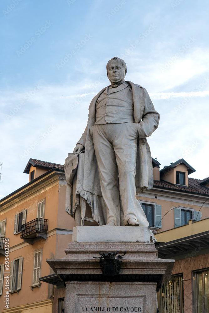 Novara city, Piedmont, Italy. HISTORIC PALACES IN NOVARA CITY IN ITALY IN EUROOPE. Camillo Benso, count of Cavour