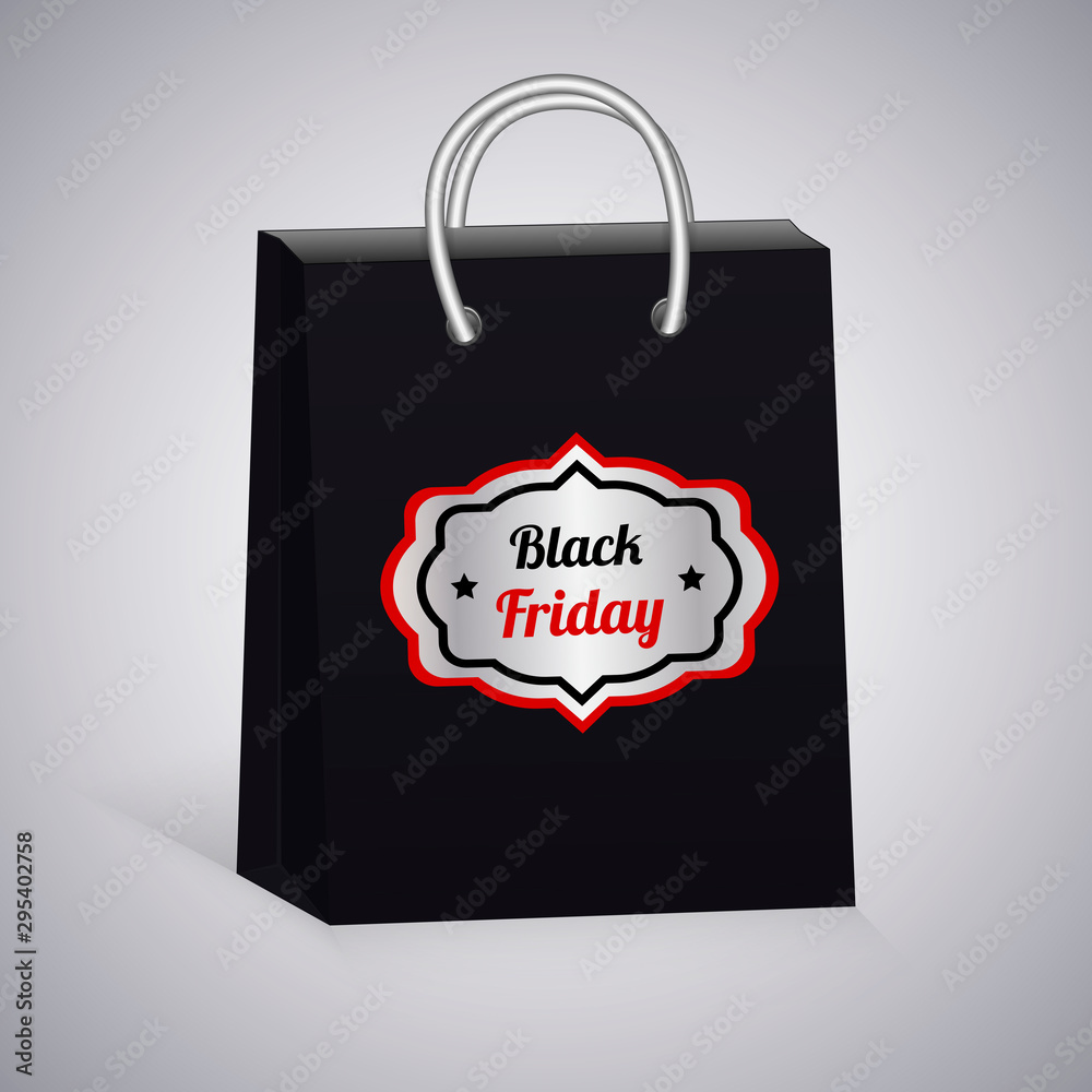 Shopping bag. Symbol of seasonal sale Black Friday. Vector illustration.