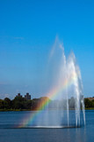 central park fountain with rainbow