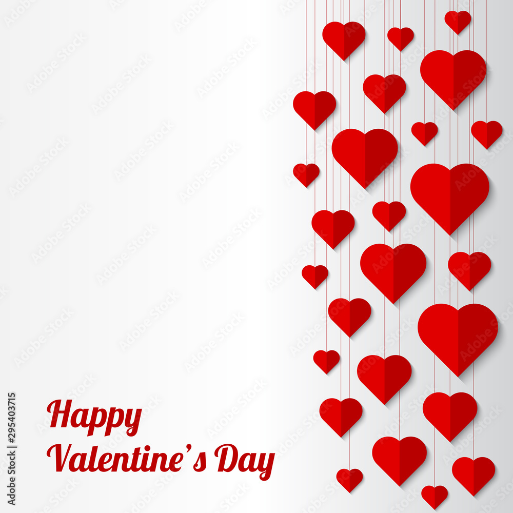 Abstract background with cut paper hearts. Vector illustration for Valentines Day greeting card.