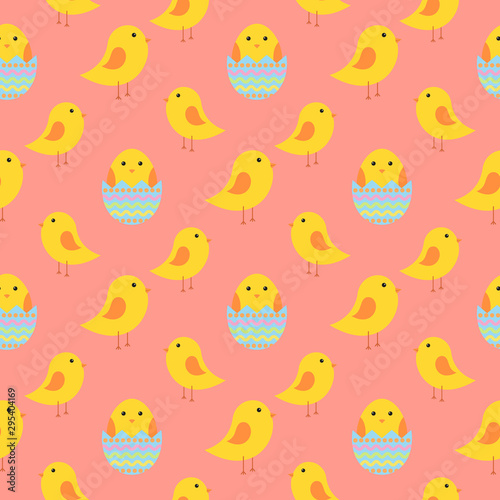 Easter seamless pattern with chickens for wrapping paper  wallpaper  web page background and more.
