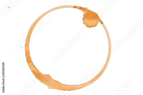 Coffee stains cups rings on a paper, Isolated on white background