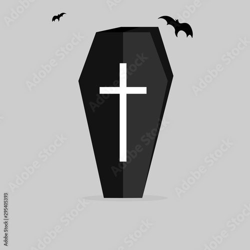 Coffin icon, Halloween symbol, flat design template, vector illustration