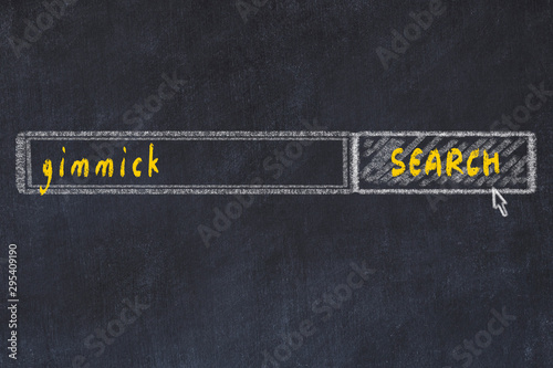 Chalkboard drawing of search browser window and inscription gimmick