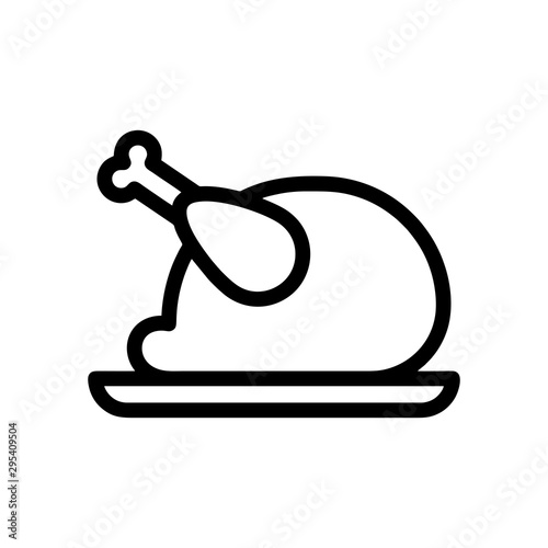 Chicken Leg Icon Food Meat Outlined - Vector