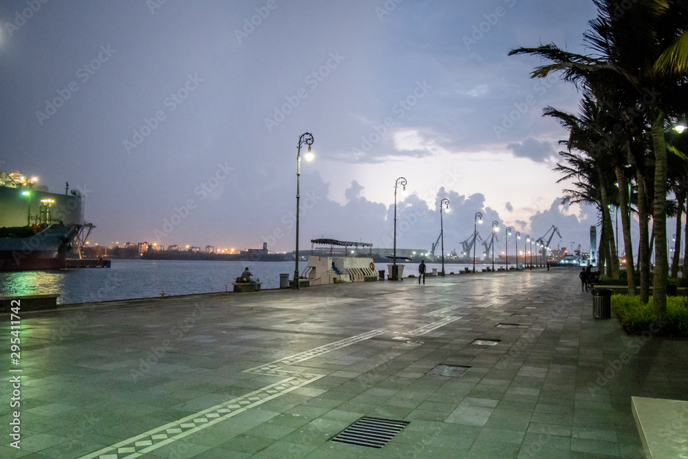 View of the bay and the port in Veracruz Mexico