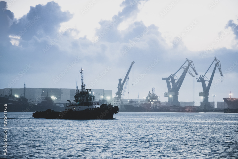 View of the bay and the port in Veracruz Mexico