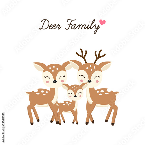 Cartoon Deer family. Mother Father and baby.