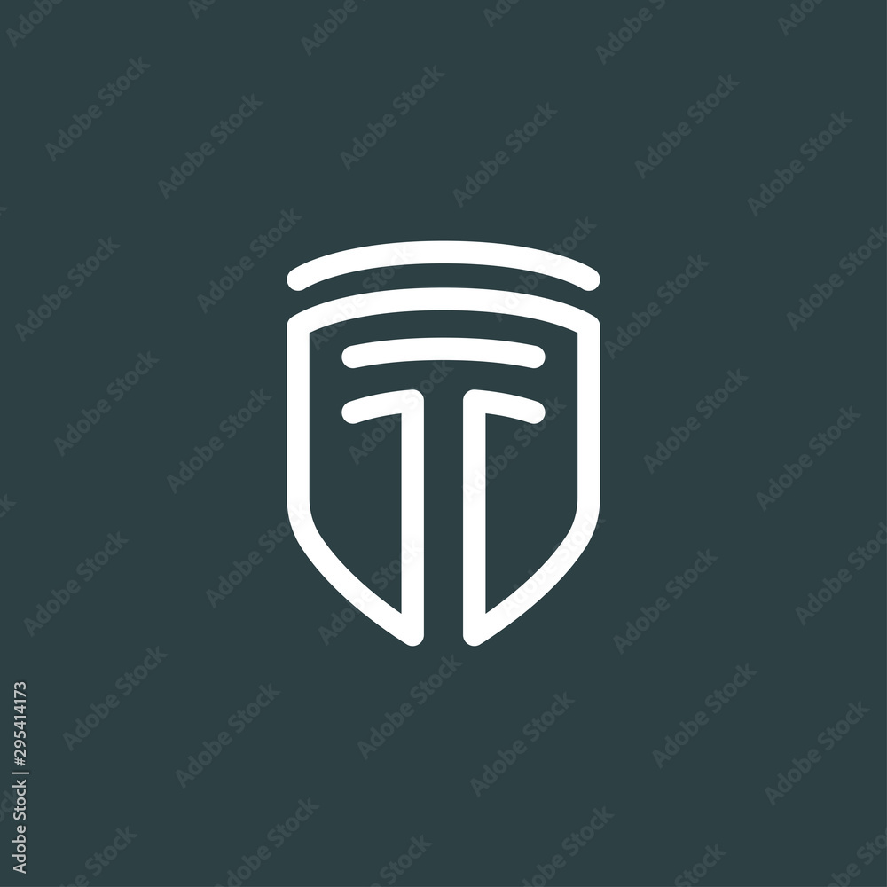 initial letter T from shield logo, icon template. Stock Vector | Adobe ...