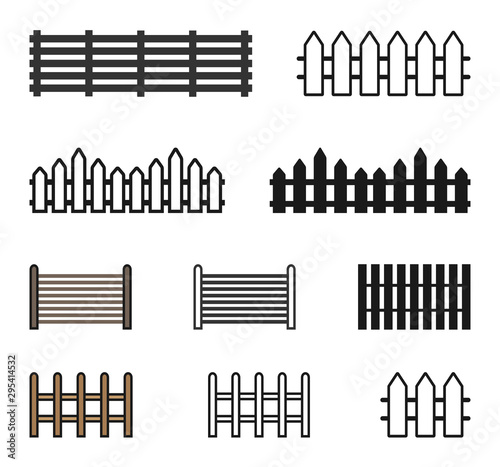 Fence Icon Set Vector Illustration. Flat Fence Icon Sign