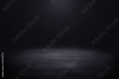 Dark room with light background.